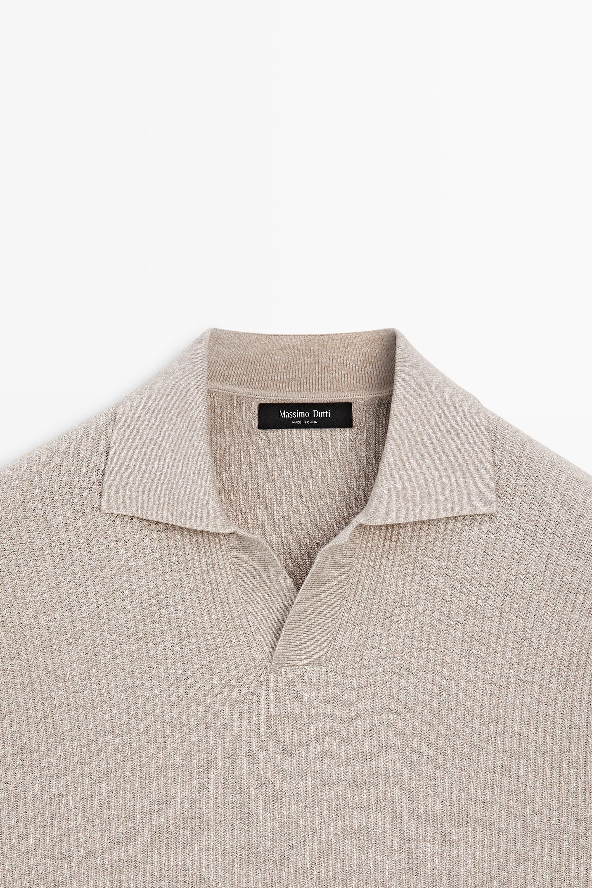 Cotton blend knit polo shirt